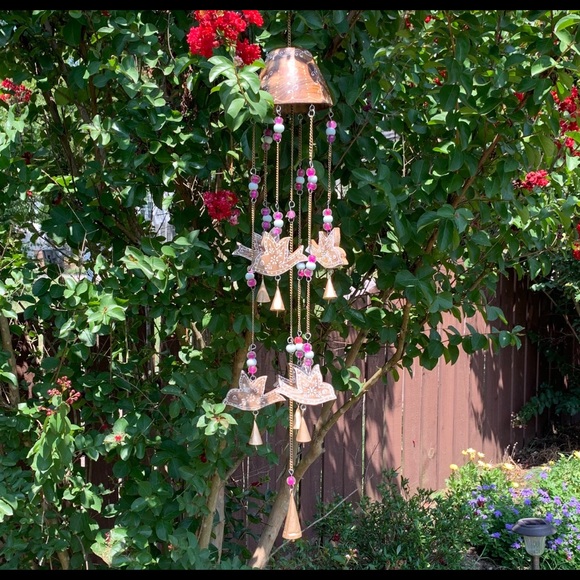 Wooden Sparrow Birds & Glass Beads Wind Chime - Picture 9 of 14